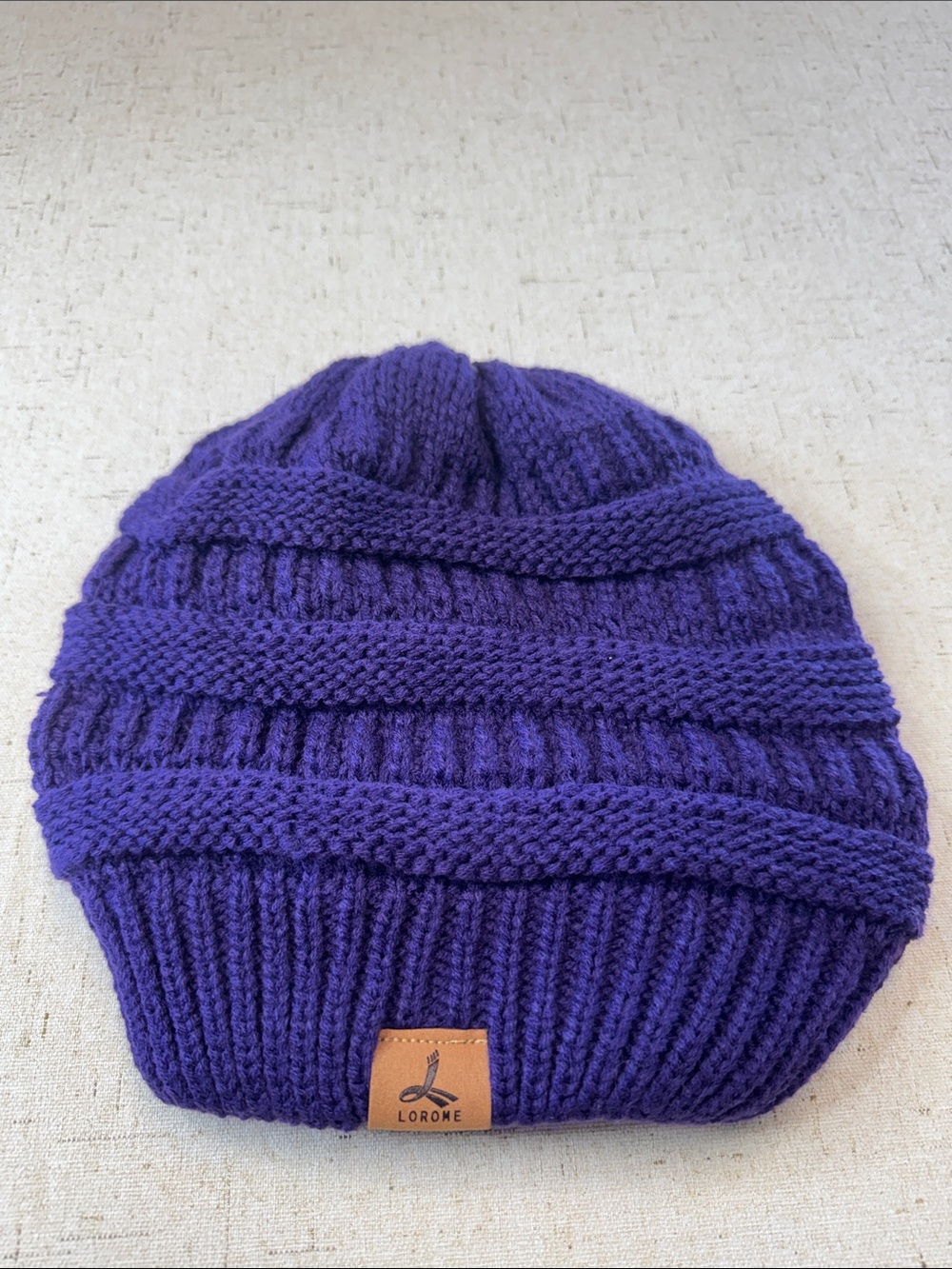 Lorome Ribbed Knit Beanie Hat - Purple